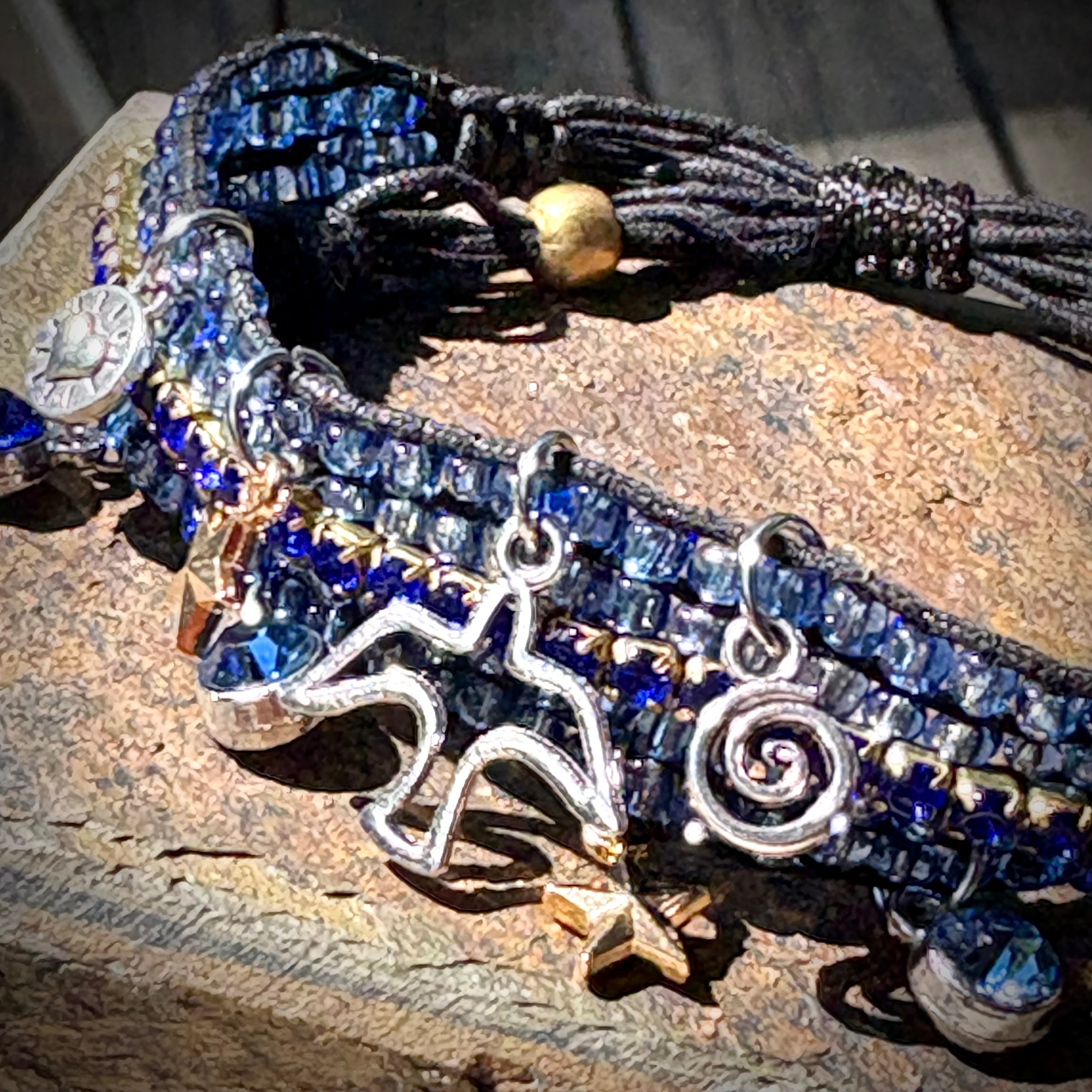 Wave Spark Beaded Charm Bracelet