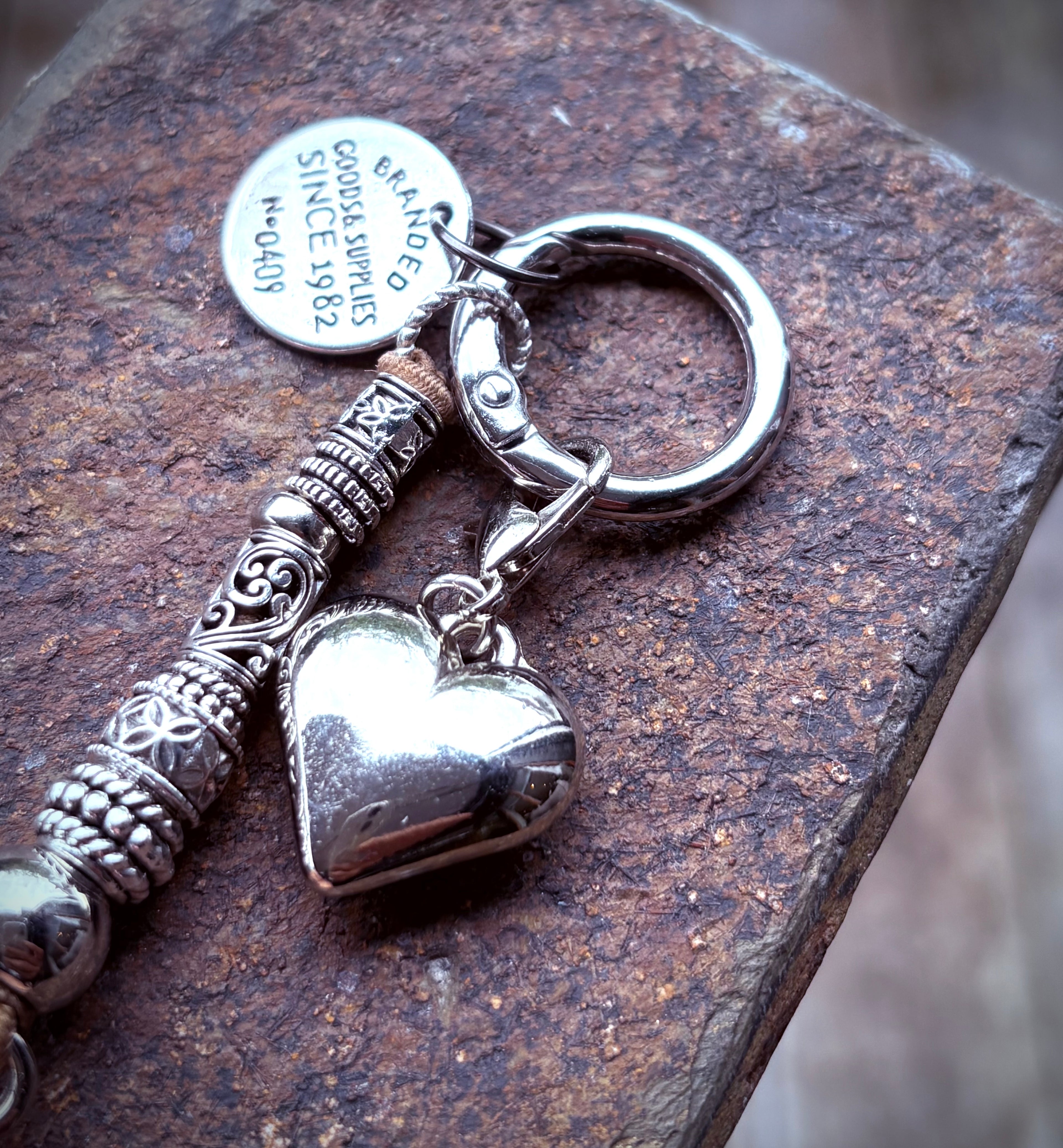 Silver Lining Heart Keychain / Charm